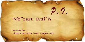 Pázsit Iván névjegykártya